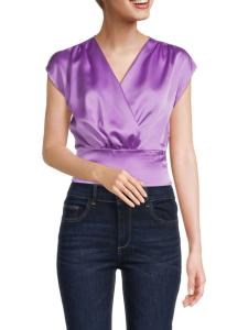 Сатиновый топ с имитацией запаха Renee C., цвет Neon Lavender