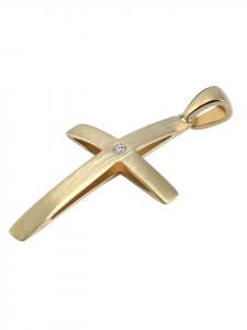 Adeliás Женский кулон - Крест. Кулон в виде креста из золота 333 пробы с кубическим цирконием в золоте