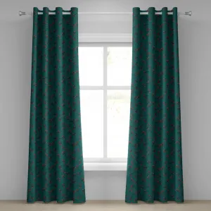 Шторы на люверсах ABAKUHAUS цвета морской волны, причудливый современный рисунок с рождественскими ягодами, нарисованные вручную в деревенском традиционном стиле, декоративные двухпанельные шторы, 280 см x 225 см, цвет: синяя, рубиново-красный Abakuhaus