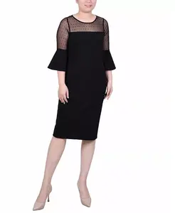 Платье-труба Petite Illusion Neck NY Collection, черный