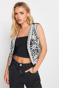 Жилет с цветочной вышивкой Pixiegirl Petite, черный