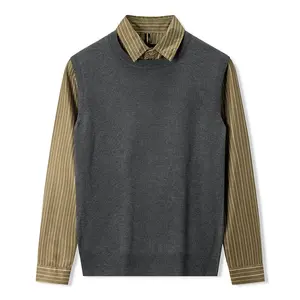 Трикотажный поло с воротником-стойкой, двухслойный VanCamel, хаки