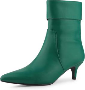 Allegra K женские ботильоны с заостренным носком, боковой молнией, каблуком kitten, ботильоны, Grün