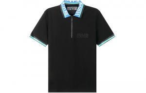 VERSACE JEANS COUTURE Поло с интарсией из хлопка Black