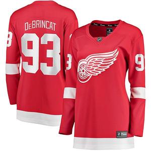 Женская домашняя игровая футболка Detroit Red Wings Alex Debrincat красная Fanatics