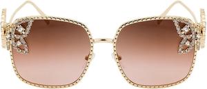 Роскошные солнцезащитные очки с многоугольными линзами и стразами, женские, в ретро-стиле, с металлической оправой в виде бабочки, защита от ультрафиолета UV400, артикул 98113 Melrose, Brown Pink