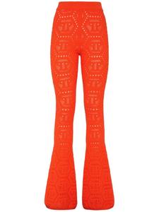 Philipp Plein брюки bootcut с монограммой, оранжевый