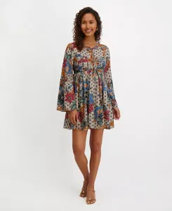 Женское платье с принтом из шифона, с длинными рукавами, силуэт приталенный и расклешенный Kensie, мультиколор