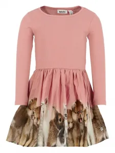 Платье в рубчик с анималистичным принтом Molo, розовый