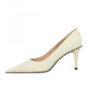 QITUMAUL Белые женские туфли на тонком каблуке 8 см, цвет White[Heel Height 8cm]