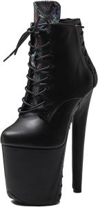 Женские экзотические ботильоны для пол-дэнс WUXIN H&P, на высокой платформе, с высоким каблуком 8 дюймов, на шнуровке, Black