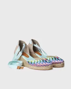 Женские эспадрильи на танкетке из принтованной ткани с лентами Toni Pons, синий