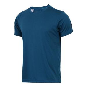 Футболка Men's adidas Solid Color Printing Logo Stripe Round Neck Quick Dry Short Sleeve Light Blue T-Shirt, синий