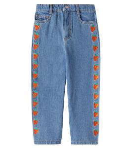 Прямые джинсы клубники Tinycottons, Light Blue Denim