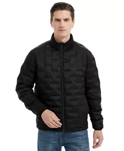 Мужская куртка с воротником стойкой легкая утепленная с кубическим узором Hawke & Co., серый