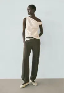 Асимметричная блузка с узлом Massimo Dutti, Beige
