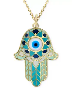 Ожерелье с подвеской в виде руки хамсы с эмалью от сглаза, 18 дюймов, из 14-каратного золота Macy'S, gold