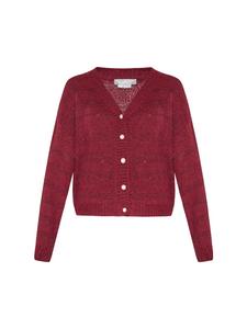 Женский кардиган бордового цвета с разноцветным узором Usha