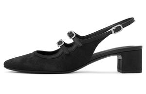 CHARLES&KEITH Чарльз энд Кит Смолл Китайский Стиль Новый Китайский Стиль Сандалии на Одной Бретельке Массивный Каблук Женские Мультиколор - Чёрный Текстурный Чёрный Текстурный