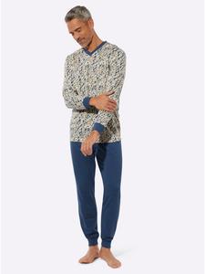 Sieh an! Пижама с принтом песочного и джинсово-голубого цвета