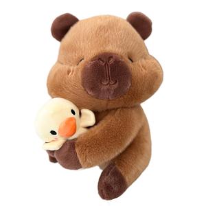 OU DI PIG Плюшевая кукла капибара, обнимающая маленьких желтых уточек, высота 32 см