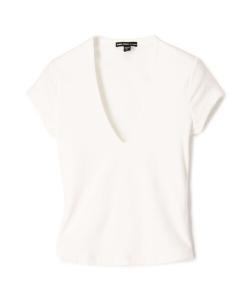 Футболка хлопковая эластичная с V-образным вырезом JAMES PERSE, белый