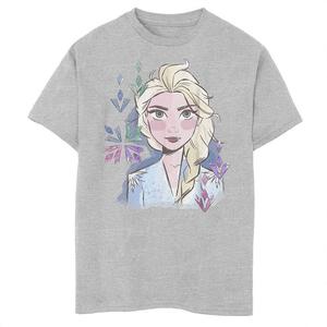 Футболка Disney's Frozen Elsa для мальчиков 8–20 лет с акварельным рисунком и рисунком лица, цвет Athletic Heather