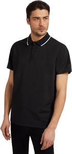 GUESS Мужская короткая Поло Paul Pique Tape, Jet Black A996