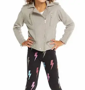 Мотоциклетная куртка для девочек серого цвета Chaser