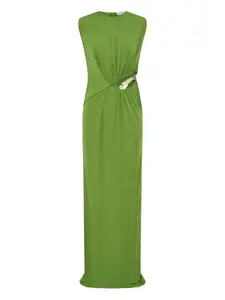 Платье макси с вырезами, завернутым в ткань Christopher Esber, зеленый
