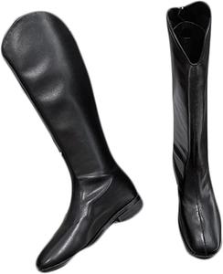 Женские осенне-зимние конные сапоги Yiozoi, высокие сапоги до икра на открытом воздухе, повседневная носка, квадратный носок, удобная кожаная обувь, Black