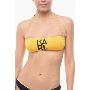 Однотонный топ-бандо с контрастным напечатанным логотипом Karl Lagerfeld, Yellow