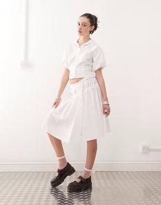 Юбка из поплина с заниженной талией COLLUSION белого цвета