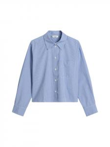 Marc O'Polo DENIM Клетчатая блузка свободного кроя, укороченная, темно-синего цвета