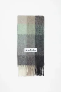 Шарф в клетку из мохера Acne Studios, Green/grey/black
