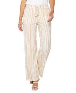 Укороченные полосатые брюки на шнуровке с широкими штанинами Liverpool Los Angeles, Hazlenut Cream Stripe
