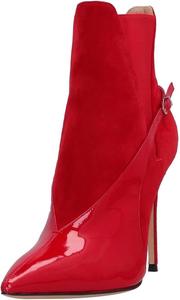 Женские ботильоны Pazzion с застежкой на ремешок, двухматериальные, на высоком каблуке-стилетто, с заостренным носком, зимние короткие ботинки для офиса и повседневной носки, размеры 4-16 US, Red