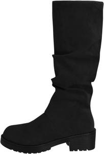 Женские ботильоны водонепроницаемые с плюшевой подкладкой, стильные женские вестерн-бботинки, застежка-молния снаружи Generic, Black