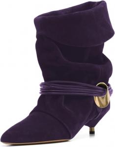 Женские скошенные ботильоны Miss Left с заостренным носком, свободной посадкой, на низком каблуке, с отворотом, стильные для осени и зимы, повседневные, для широкой икры, размеры US 4-16, Purple