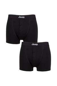 Комплект из 2 хлопковых однотонных боксеров-боксеров с пуговицами спереди Jeep, черный