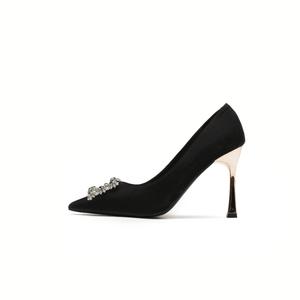 QITUMAUL Стройные каблуки на высоком каблуке женские черные, цвет Black[Heel Height 9.5cm]