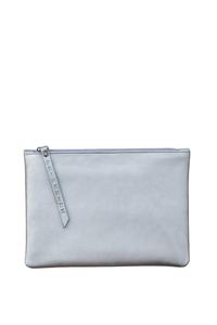 Кожаный клатч большого размера на молнии «Косметик» PRIMEHIDE, серебро
