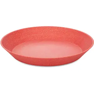 KOZIOL Суповая тарелка «CONNECT PLATE», (набор, 4 шт., набор из 4 шт.), биокруглый пластик + дерево FSCH, можно мыть в посудомоечной машине, без меламина, 24см, цвет koralle