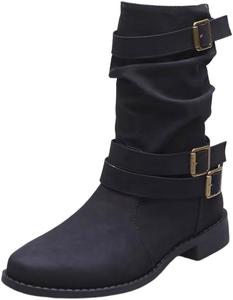 Женские модные ботильоны, большого размера, с удобной посадкой, металлическими застежками и сборчатыми украшениями, подходят для осенне-зимних образов HoaloX, Black