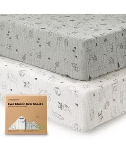 Простыни для детской кроватки Lyra из муслина для мальчиков и девочек, 2 шт., 52x28, хлопковые простыни на матрас, мягкие, дышащие Keababies, woodland