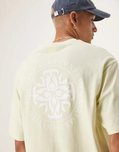 Selected свободная футболка с круговым принтом на спине Selected светло-зеленого цвета