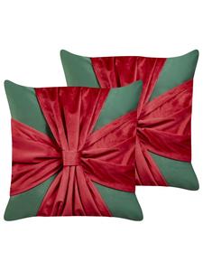 Beliani Комплект из 2 декоративных подушек «Зефир» в зелено-красном цвете