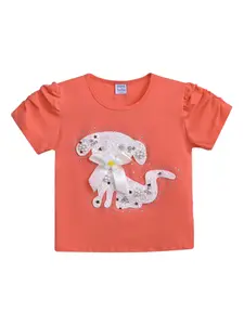 Футболка с аппликацией Mimi Tutu, оранжевый