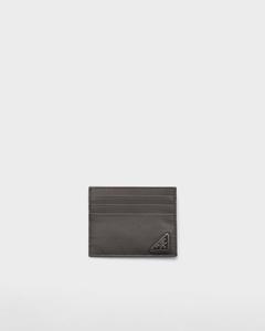Картхолдер из кожи сафьяно Prada, серый
