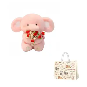 Плюшевая кукла слон с цветком для признания, высота 30 см LOGISTAR, розовый